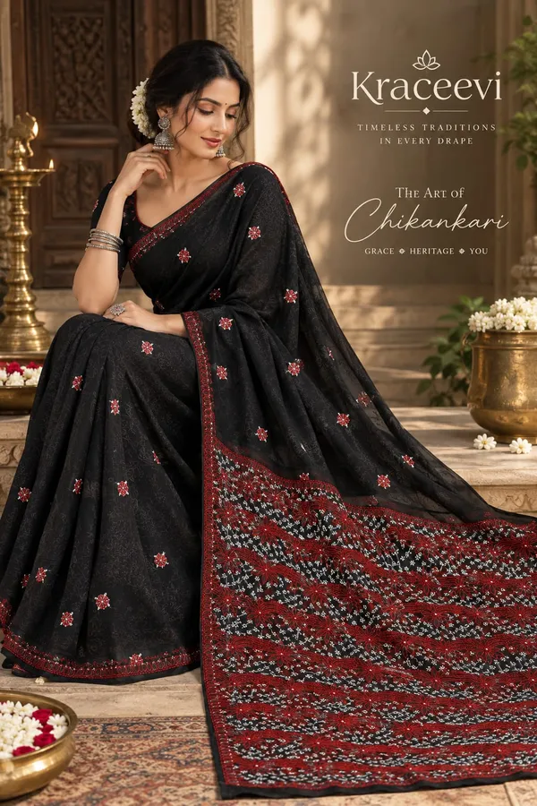 Midnight_Noir_Embroidered_Chikankari_Saree