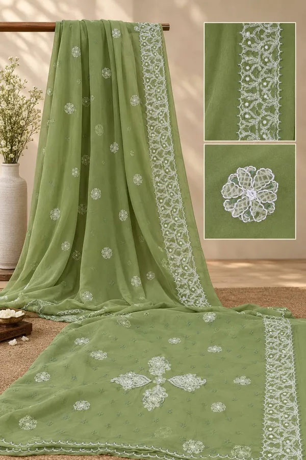 Olive_Grace_Hand-Embroidered_Chikankari_Saree