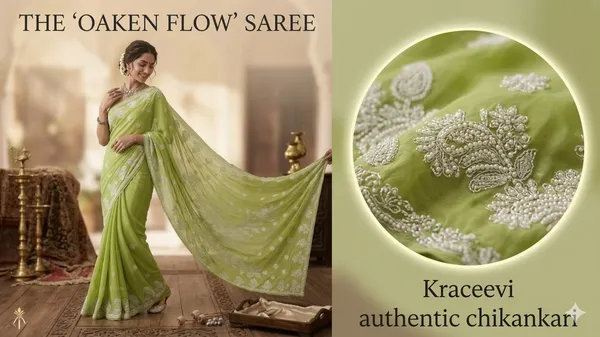 Parrot_Green_Hand_Embroidered_Chikankari_Saree