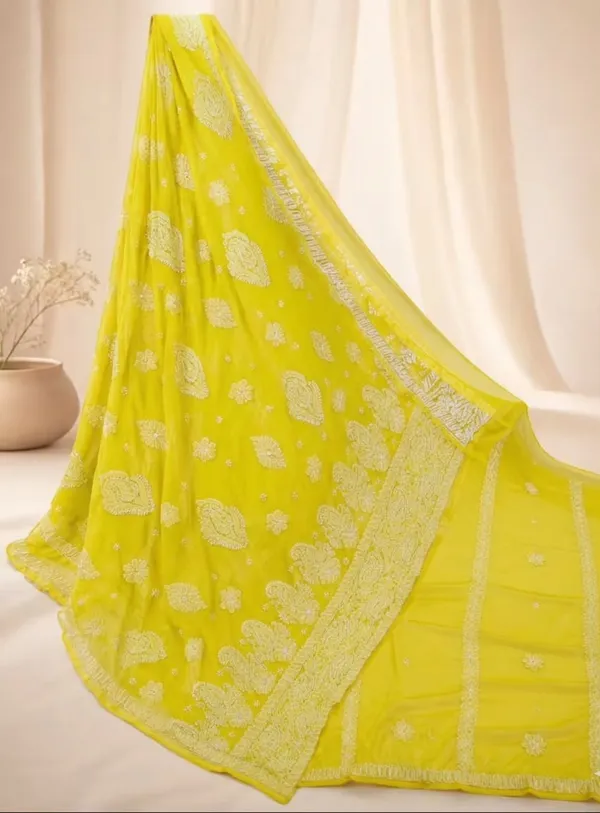 Sunshine_Chiffon_Hand-Embroidered_Chikankari_Saree