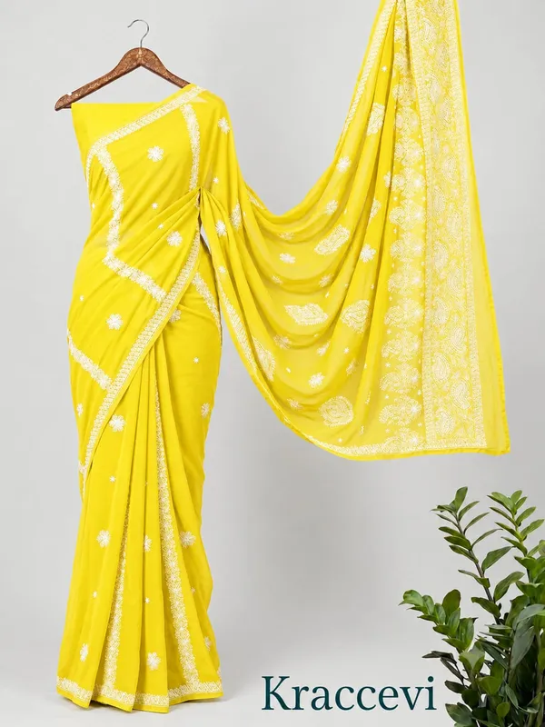 Sunshine_Chiffon_Hand-Embroidered_Chikankari_Saree