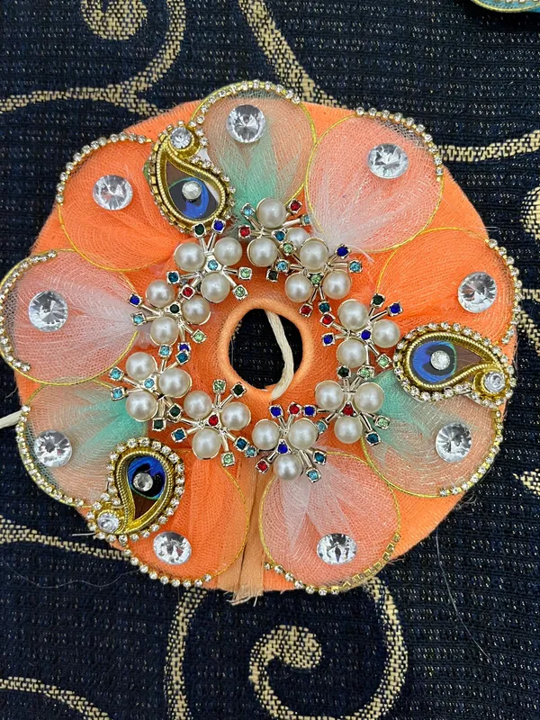 Orange_Organza_Embellished_Floral_Hair_Accessory_for_Women