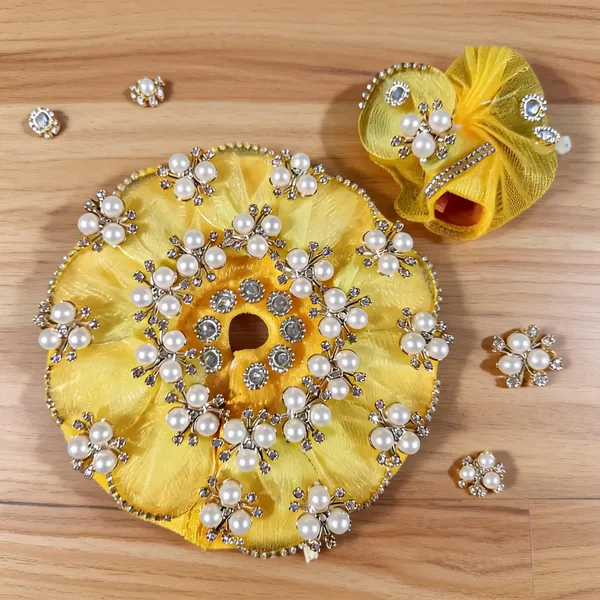 Yellow_Silk_Net_Floral_Laddu_Gopal_Dress_Set