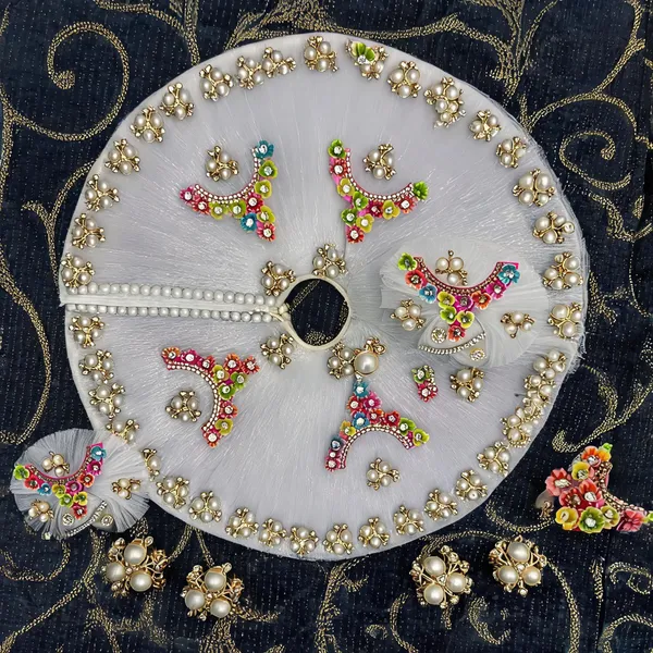 White_Silk_Net_Embellished_Laddu_Gopal_Dress_Set