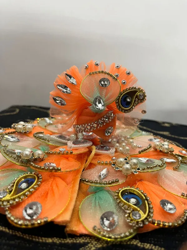Orange_Organza_Embellished_Floral_Hair_Accessory_for_Women