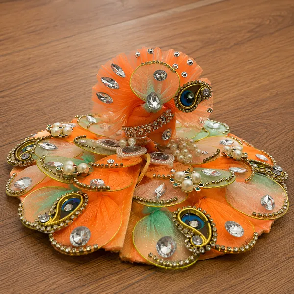 Orange_Silk_Net_Embellished_Laddu_Gopal_Dress_Set