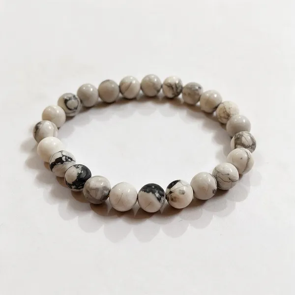 White_Howlite_Beaded_Bracelet_For_Unisex