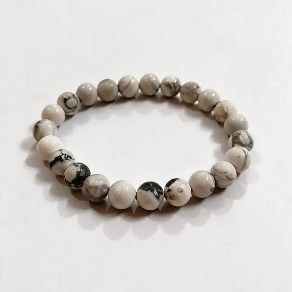White_Howlite_Beaded_Bracelet_For_Unisex