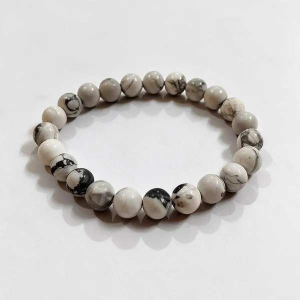 White_Howlite_Beaded_Bracelet_For_Unisex