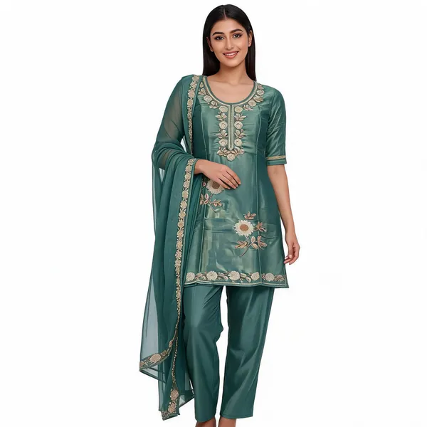 Teal_Embroidered_Three-Piece_Kurta_Set_for_Women