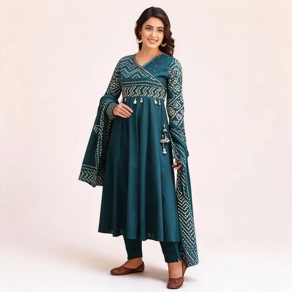 Teal_Printed_Anarkali_Kurta_Set_For_Women