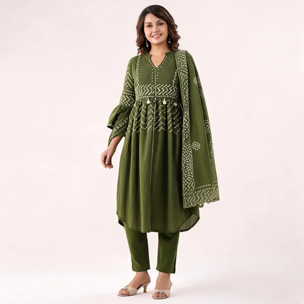 Olive_Green_Printed_Anarkali_Kurta_Set_for_Women