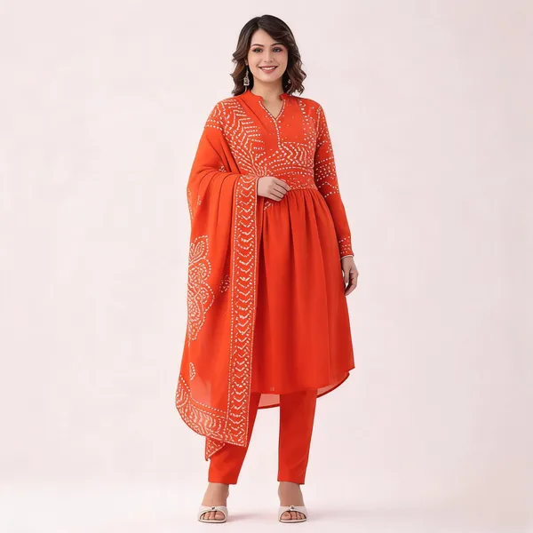 Orange_Printed_Ethnic_Kurta_Set_for_Women