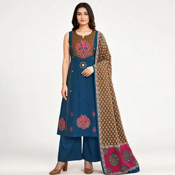 Blue_&_Green_Printed_Straight_Kurta_Set_for_Women