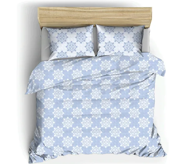 Cotton_Winter_Blue_Snowflake_Print_King_Size_Bedsheet_Dohar_Set