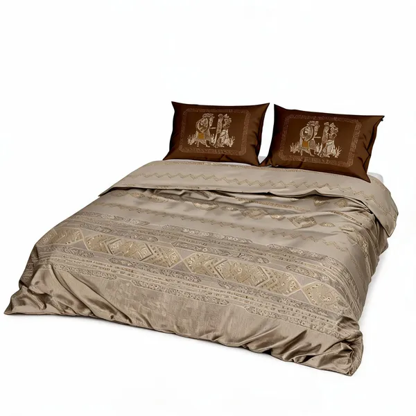 Cotton_Traditional_Beige_Woven_Motif_Print_King_Size_Bedsheet_Set