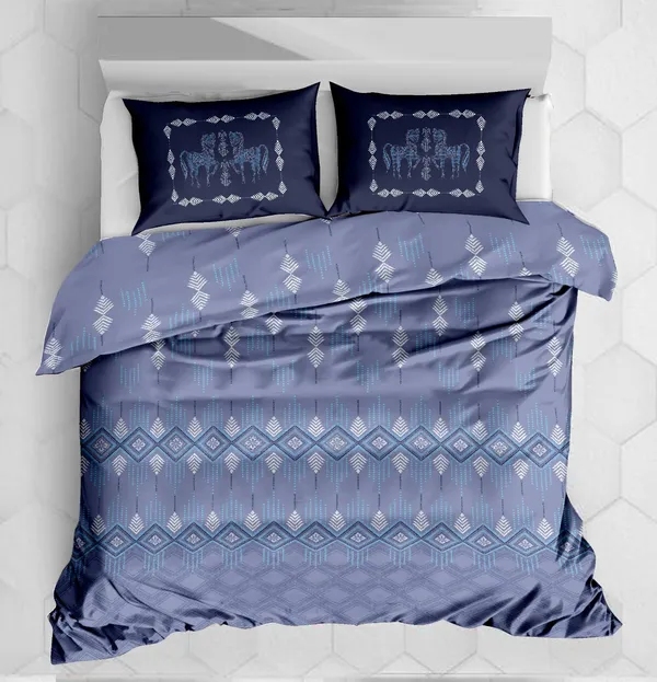 Cotton_Modern_Blue_Diamond_Geometric_Print_King_Size_Bedsheet_Set