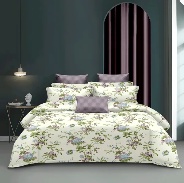 Cotton_Botanical_Floral_Print_Cream_King_Size_Bedsheet_Set