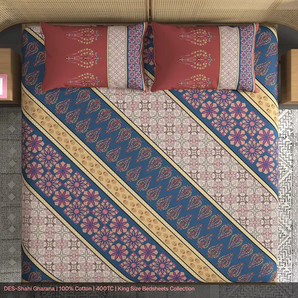 Cotton_Traditional_Multicolour_Paisley_Geometric_Print_400Tc_King_Size_Bedsheet_Set
