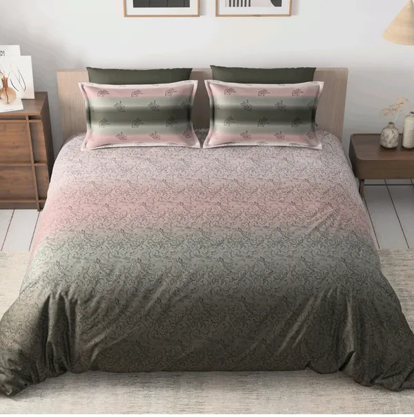 Cotton_Modern_Pink_Grey_Gradient_Floral_Print_King_Size_Bedsheet_Set