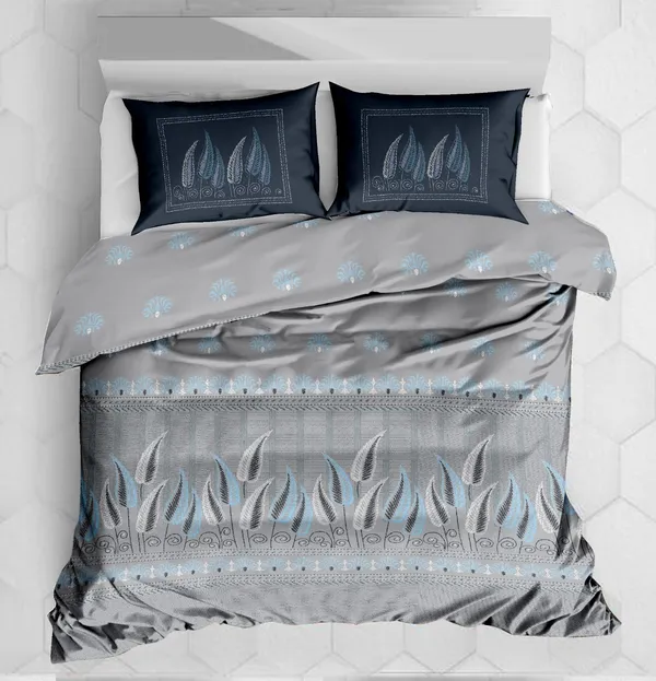 Cotton_Kalamkari_Grey_Navy_Floral_Print_King_Size_Bedsheet_Set