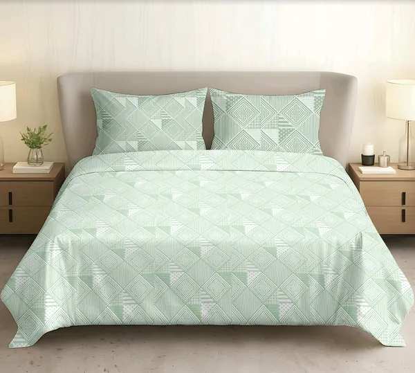 Cotton_Modern_Mint_Green_Geometric_Print_King_Size_Bedsheet_Dohar_Set