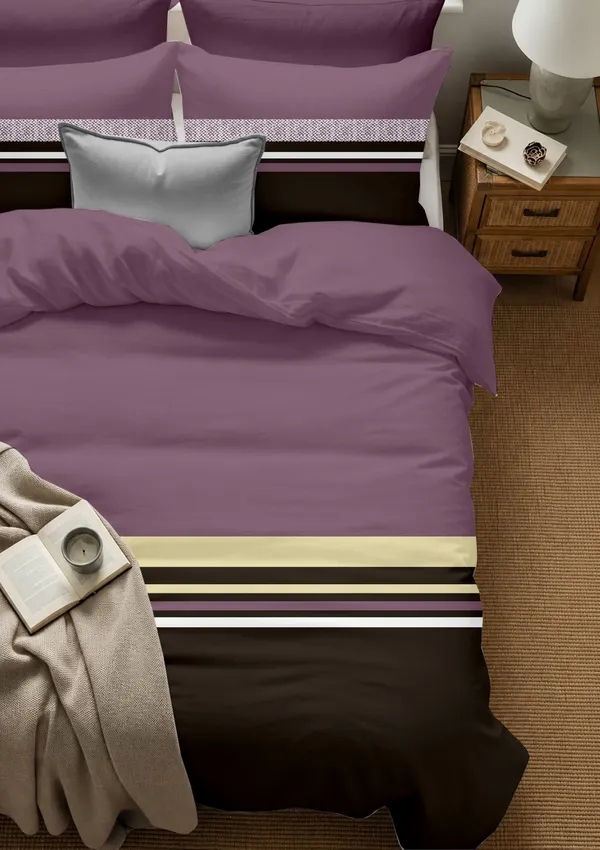 Cotton_Modern_Purple_Stripe_Print_King_Size_Bedsheet_Set