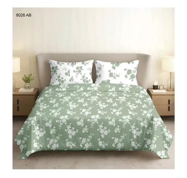 Cotton_Modern_Green_Floral_Print_King_Size_Bedsheet_Dohar_Set