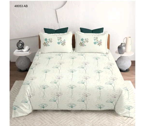 Cotton_Botanical_Floral_Print_Off-White_King_Size_Bedsheet_Set