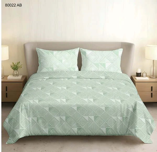 Cotton_Modern_Mint_Green_Geometric_Print_King_Size_Bedsheet_Dohar_Set