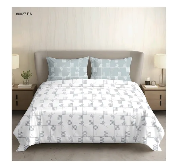 Cotton_Modern_White_Grey_Geometric_Floral_Print_King_Size_Bedsheet_Set