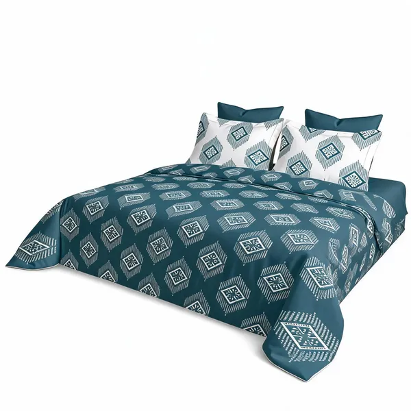 Cotton_Modern_Teal_Geometric_Print_King_Size_Bedsheet_Set