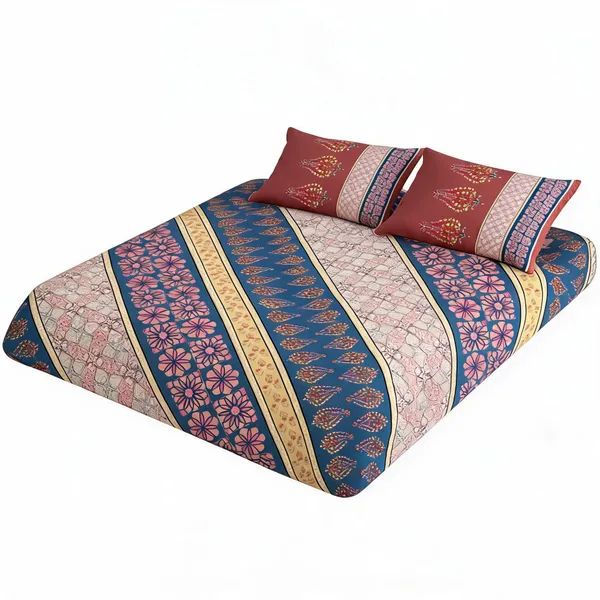 Cotton_Traditional_Multicolour_Paisley_Geometric_Print_400Tc_King_Size_Bedsheet_Set