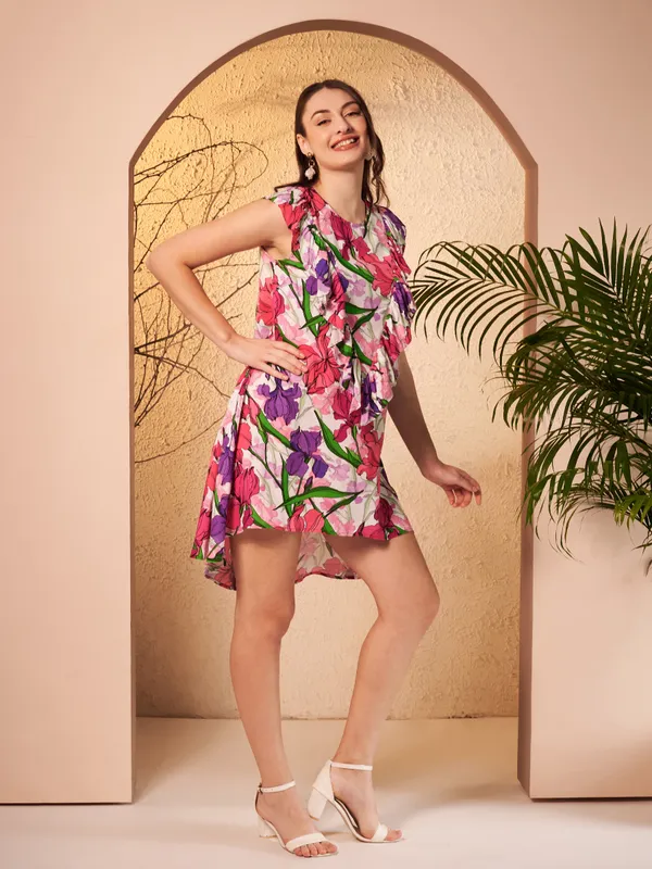 Pink_Floral_A-Line_Dress_For_Women