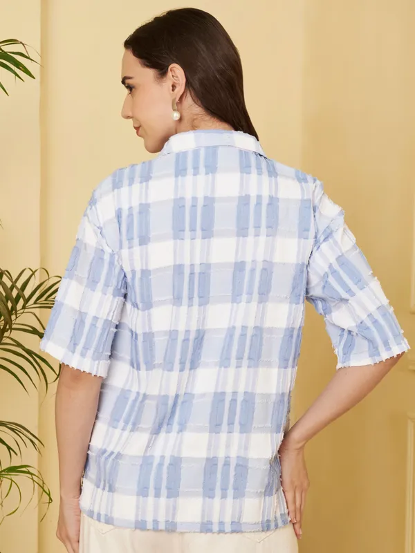 Blue_Checkered_Relaxed_Fit_Shirt_For_Women