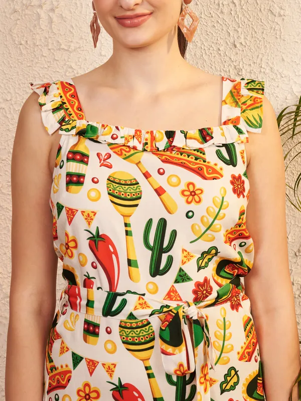 White_Printed_Fit_And_Flare_Dress_For_Women