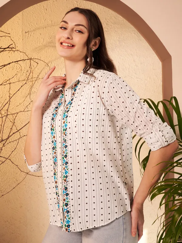 White_Printed_Regular_Fit_Shirt_For_Women