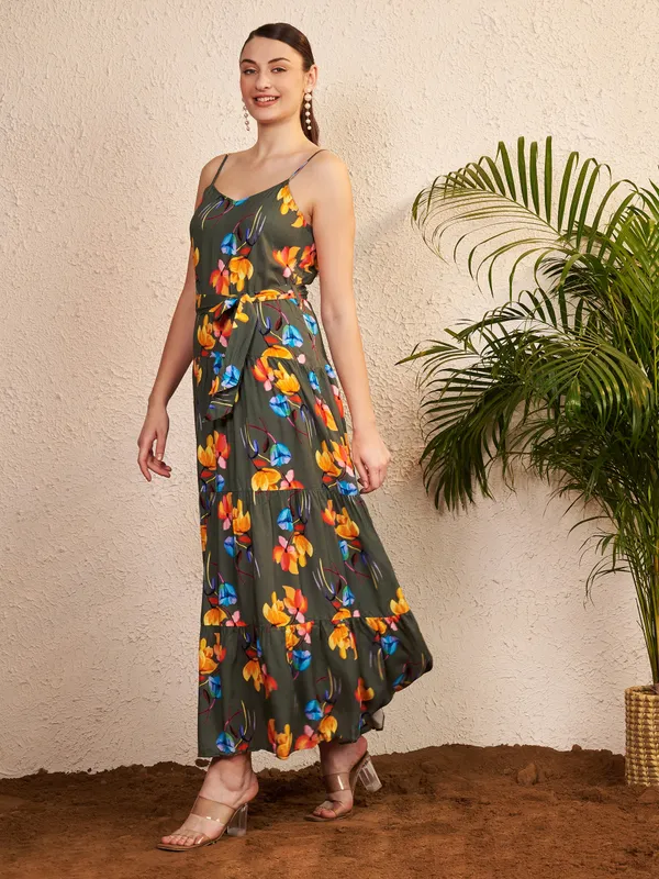 Olive_Floral_Print_Flared_Maxi_Dress_For_Women