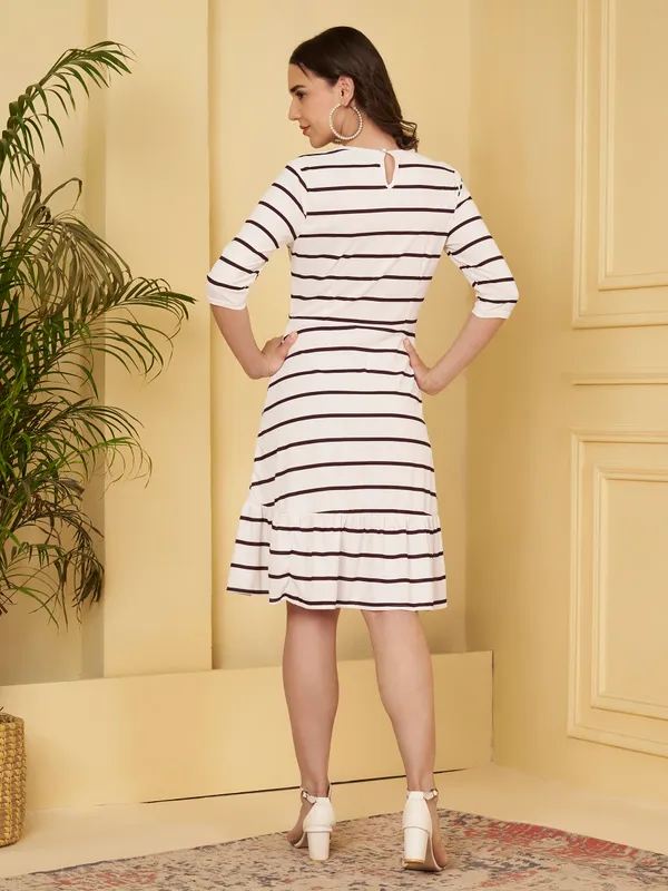 White_Striped_A-Line_Dress_For_Women