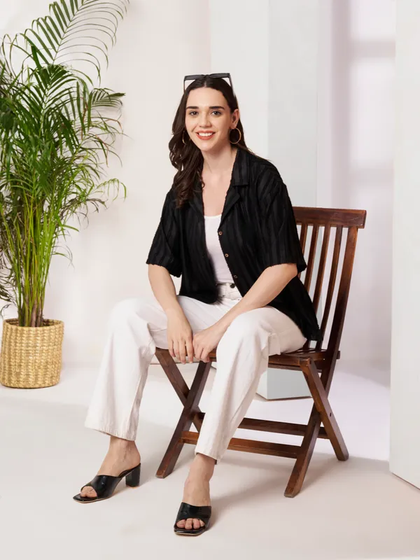 Black_Textured_Relaxed_Fit_Shirt_For_Women