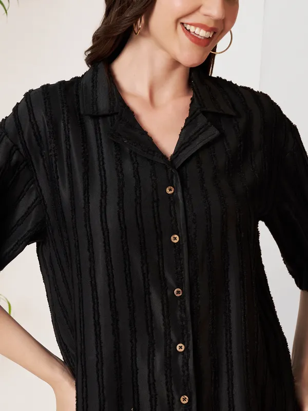 Black_Textured_Relaxed_Fit_Shirt_For_Women