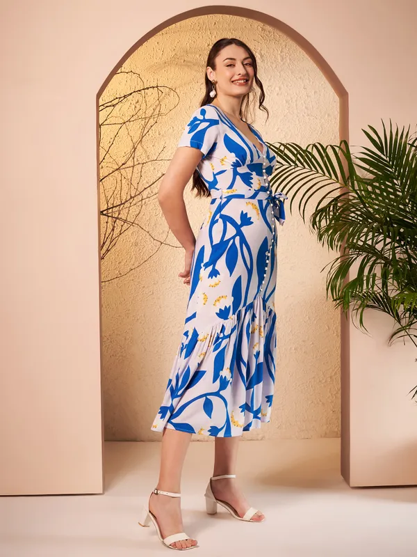 Blue_Floral_Print_Midi_Dress_For_Women