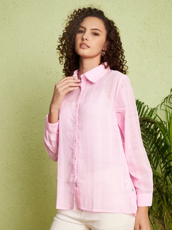 Pink_Textured_Relaxed_Fit_Shirt_For_Women