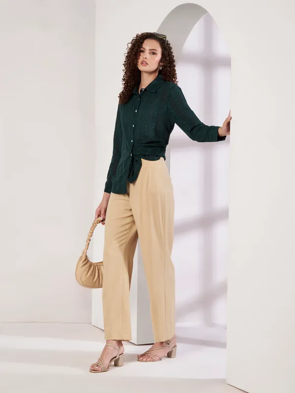Green_Textured_Regular_Fit_Shirt_For_Women
