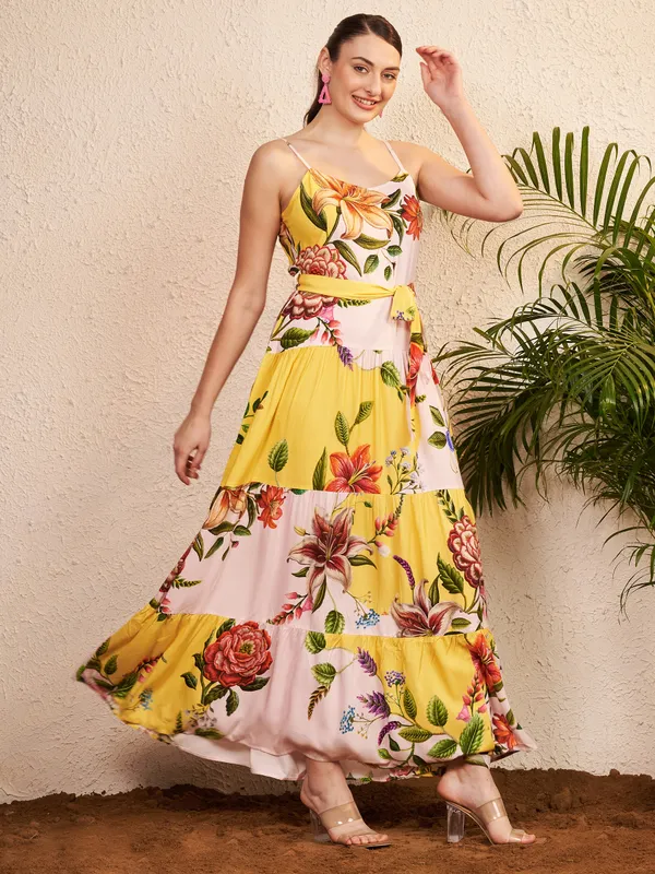 Yellow_Floral_Print_Maxi_Dress_For_Women