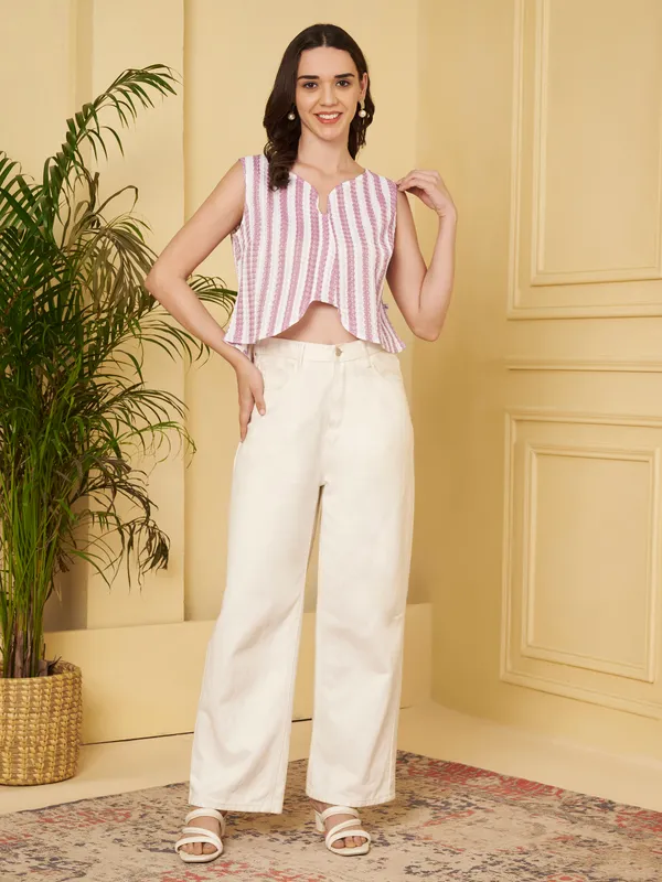 Pink_Striped_Sleeveless_Crop_Top_For_Women