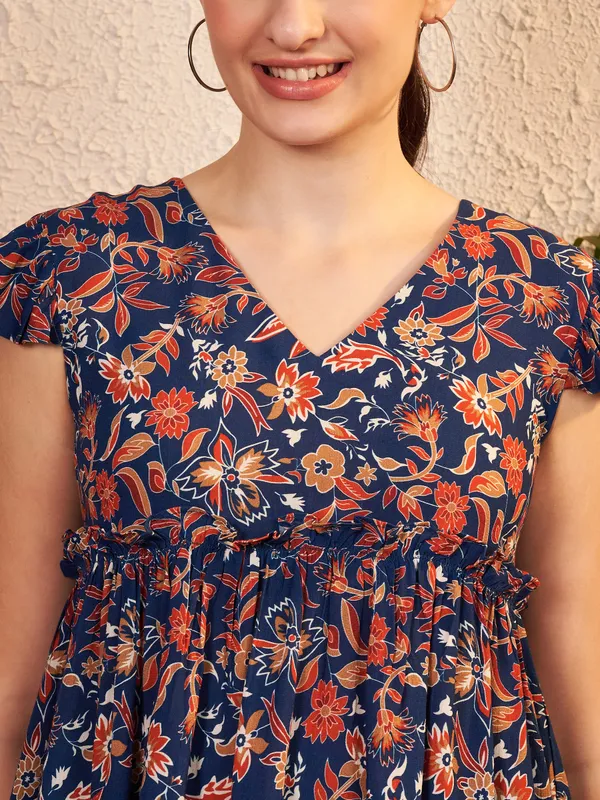 Navy_Floral_Print_Peplum_Top_For_Women