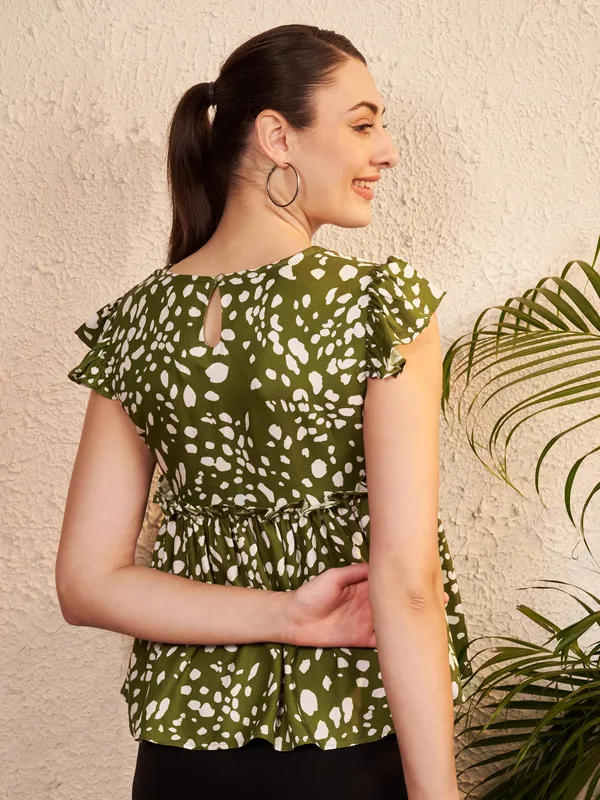 Green_Printed_Relaxed_Fit_Top_For_Women