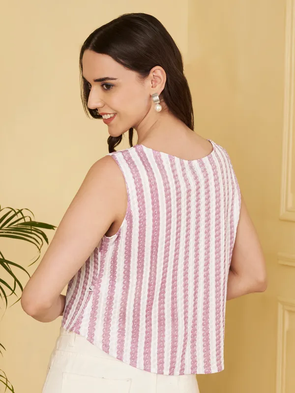Pink_Striped_Sleeveless_Crop_Top_For_Women