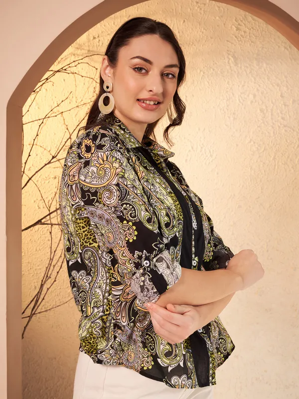 Black_Paisley_Print_Casual_Shirt_For_Women
